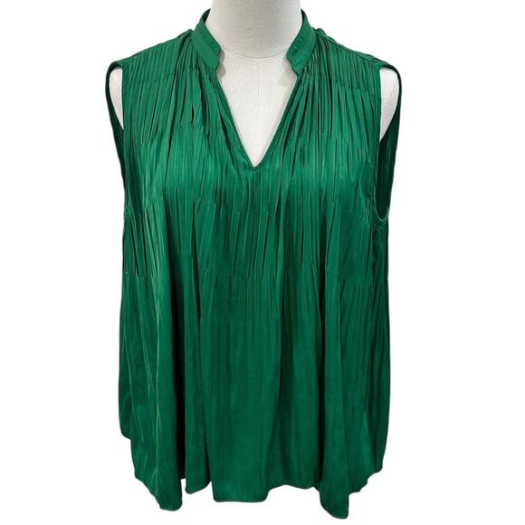 Anthropologie Current Air Shirred Blouse In Emerald Green - Picture 1 of 6